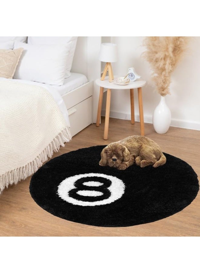 8 Ball Circle Rug 24 Inch, Cool Aesthetic Round Carpet for Bedroom & Living Room, Modern Hypebeast & Y2K Style Room Decor, Non-Slip Floor Mat for Home - Image 5