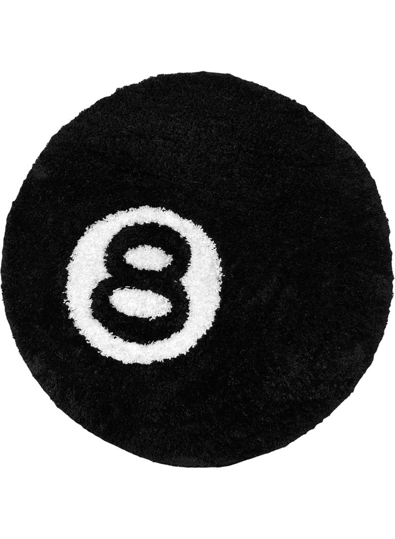 8 Ball Circle Rug 24 Inch, Cool Aesthetic Round Carpet for Bedroom & Living Room, Modern Hypebeast & Y2K Style Room Decor, Non-Slip Floor Mat for Home - Image 1