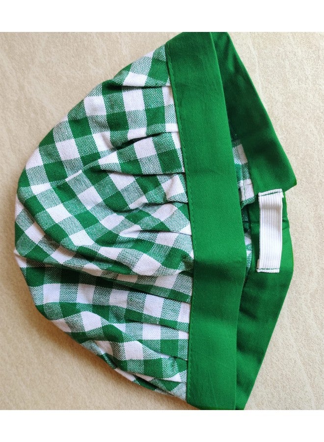 Switchon Switchen Checks Kitchen cotton chef's apron with Hat for Home Hotel and café pack of 2 - Green, Proudly Made in India - Image 5