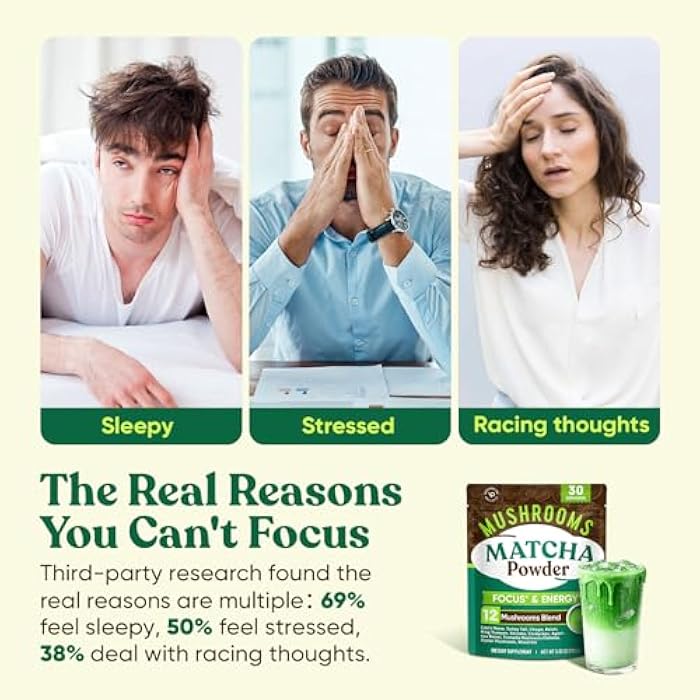 Venture Pal Mushroom Matcha Powder – 13 Superfood Mushroom Coffee Alternative with Ceremonial Grade Matcha Powder, 1.5B Probiotics for Focus, Energy & Digestion - Image 4
