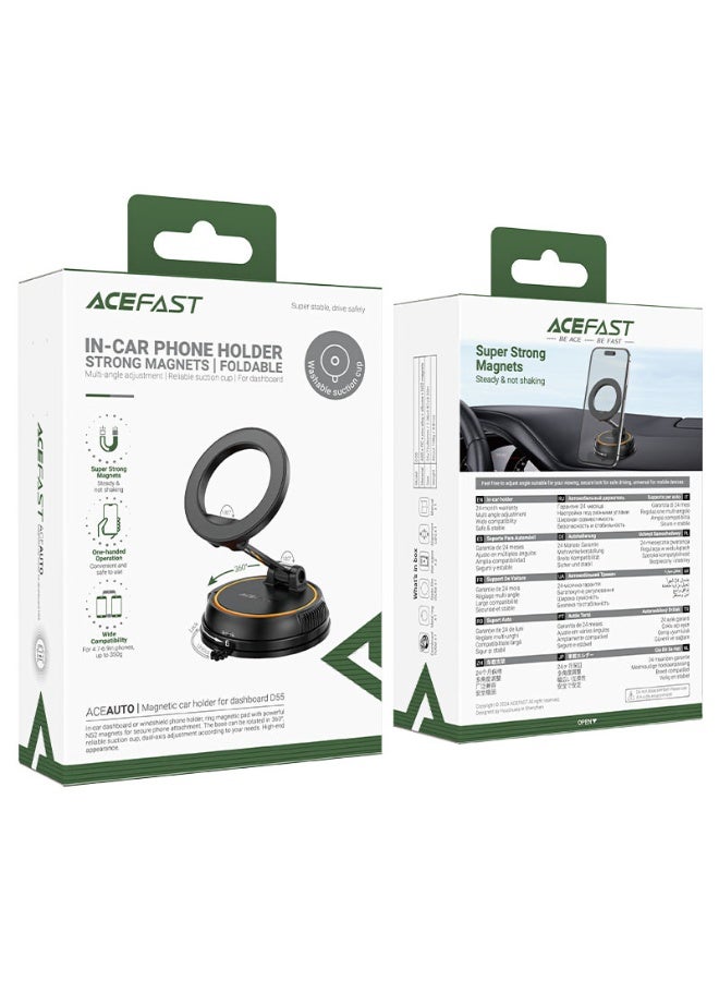 ACEFAST Car Mount Magnetic Holder D55, Multi-angle Adjustment, Foldable and Rotatable, Dual-axis Adjustment, Widely Compatible - Black - Image 5