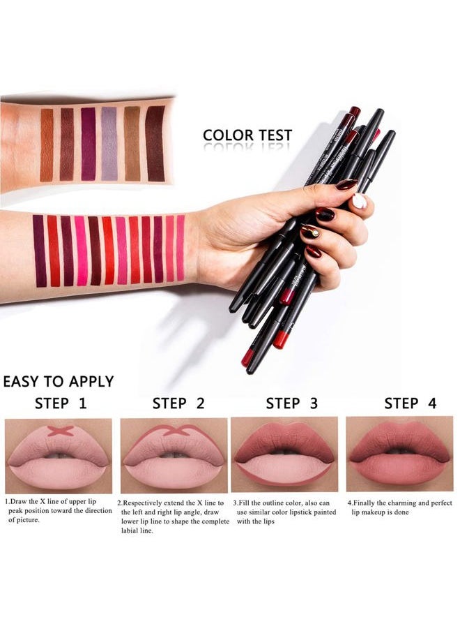 DC-BEAUTIFUL 18 Colors Lip Liners Pencil Set with 2 Pencil Sharpeners, Premium Waterproof Smooth Lip Pencils, Long Lasting Matte Makeup Lipliners  - Image 5