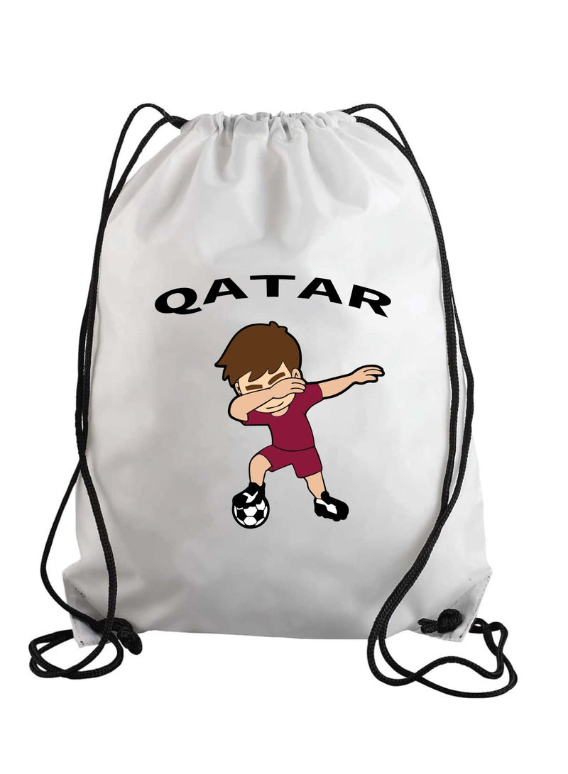 Qatar Soccer Drawstring Bag or Backpack Suitable for Adults and Kids and Sports Fans (Design 2)