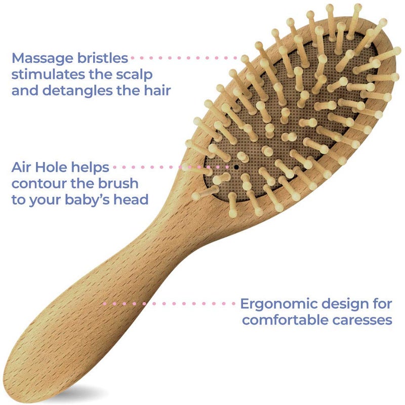 OCCObaby Wooden Baby Hair brush Set for Newborns & Toddlers - Soft Hair Brush for Baby Grooming - Baby Scalp Brush and baby comb for Cradle Cap - Toddler Comb - Image 4