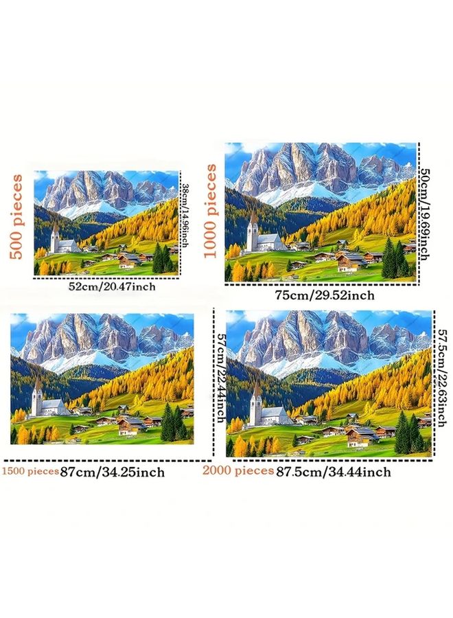 1500PCS Alpine Village Autumn Landscape Wooden Jigsaw Puzzle For Adults Wall Art Decor - Image 3