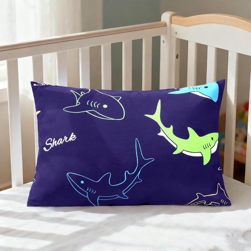 Kids Toddler Pillowcase Envelope Travel Pillowcase Baby Pillow Cover Fits Pillows Sized 12x16 or 13x18-1 Pack Soft Children’s Bedding Pillowslip Case for Boys and Girls -Shark - Image 3