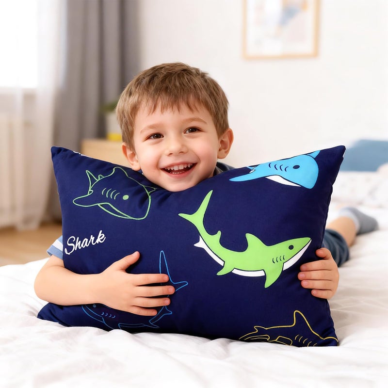Kids Toddler Pillowcase Envelope Travel Pillowcase Baby Pillow Cover Fits Pillows Sized 12x16 or 13x18-1 Pack Soft Children’s Bedding Pillowslip Case for Boys and Girls -Shark - Image 4