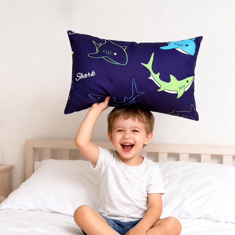 Kids Toddler Pillowcase Envelope Travel Pillowcase Baby Pillow Cover Fits Pillows Sized 12x16 or 13x18-1 Pack Soft Children’s Bedding Pillowslip Case for Boys and Girls -Shark - Image 5