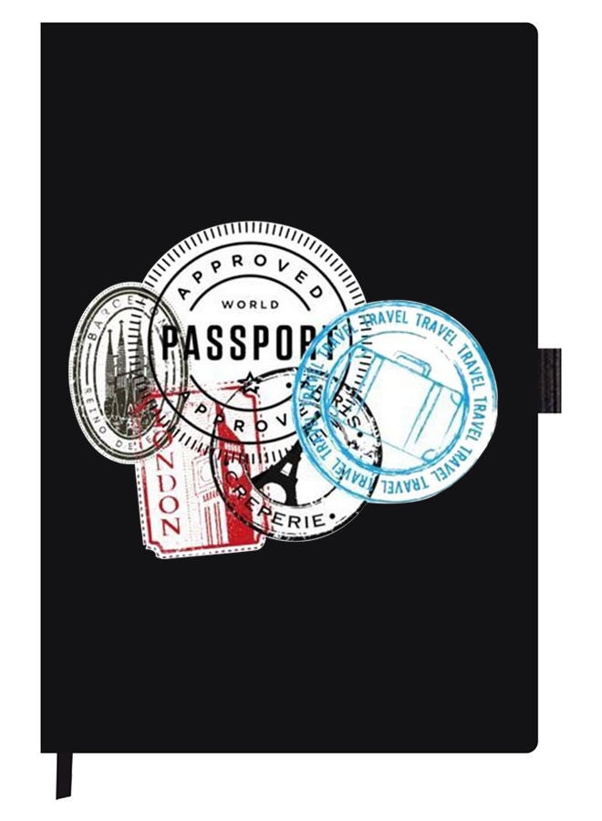 Theodor دفتر مصمم بحجم A5 غلاف سميك أسود مع طوابع - Image 1