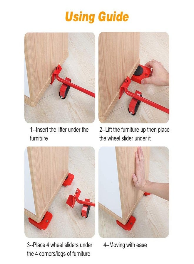 KPS Heavy Furniture Lifter and Mover Tool Roller Lifter Moving System with 4 Wheel Sliders, Adjustable Head of Pry Bar, Up to 150 Kg - Image 5