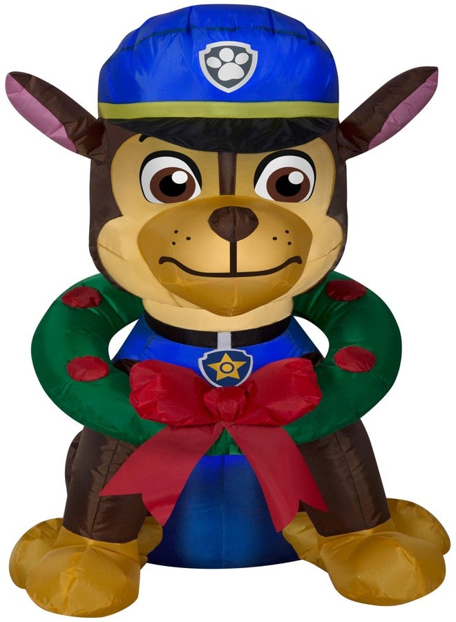 Gemmy Christmas Airblown Inflatable Chase with Wreath, 3 ft Tall, Blue - Image 1