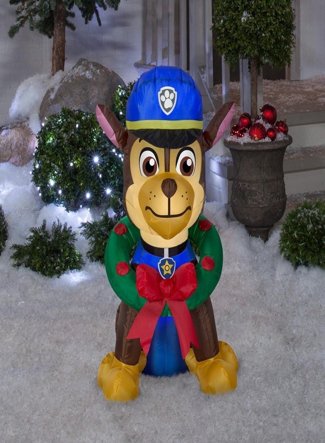 Gemmy Christmas Airblown Inflatable Chase with Wreath, 3 ft Tall, Blue - Image 2