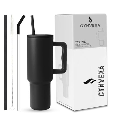CYNVEXA Tumbler with lid and Straw 1200ML Cup Stainless Steel Vacuum Insulated Tumbler for Water, Iced Tea or Coffee 1.2L Office Gym Travelling (40 - Oz - Black) - Image 1