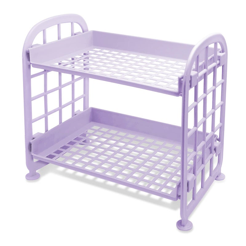 UnnFiko 2-Layers Table Shelf Organizer, Adjustable Plastic Storage Rack Shelf Square Basket Desk Stand Table Storage Organizer Shelves (Purple) - Image 1