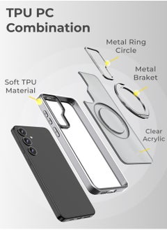glassology Samsung Galaxy S25 Ultra Magnetic Protective Slim Case, 360° Ring Stand, MIL-Grade Protection, Anti Yellowing, iCrystal Tech, Grey.  - Image 5