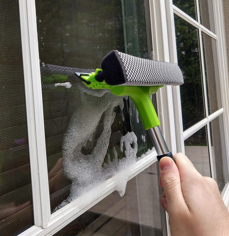Pomatree Window Squeegee Cleaning Tool Squeegee Cleaner for Windows, Glass, Car Windshield 2-in-1 Squeegee and Scrubber Sponge Washing Kit Multi-Surface Washer - Indoor Outdoor Use - Image 4