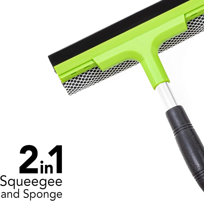 Pomatree Window Squeegee Cleaning Tool Squeegee Cleaner for Windows, Glass, Car Windshield 2-in-1 Squeegee and Scrubber Sponge Washing Kit Multi-Surface Washer - Indoor Outdoor Use - Image 2