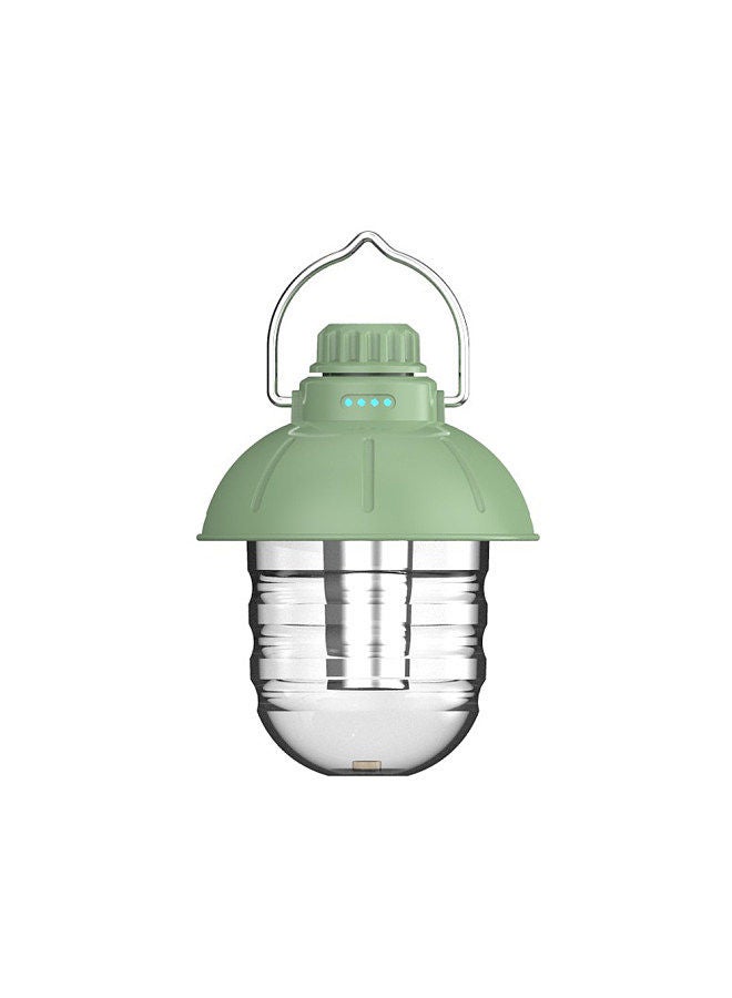 Multifunctional Outdoor Metal Handle Retro Lantern Camping Rechargeable Portable Tent Light Stepless Dimming Fishing Travel Lighting Equipment Greem - Image 1