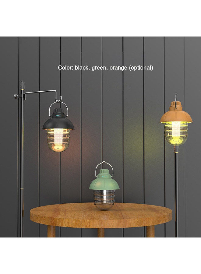 Multifunctional Outdoor Metal Handle Retro Lantern Camping Rechargeable Portable Tent Light Stepless Dimming Fishing Travel Lighting Equipment Greem - Image 2