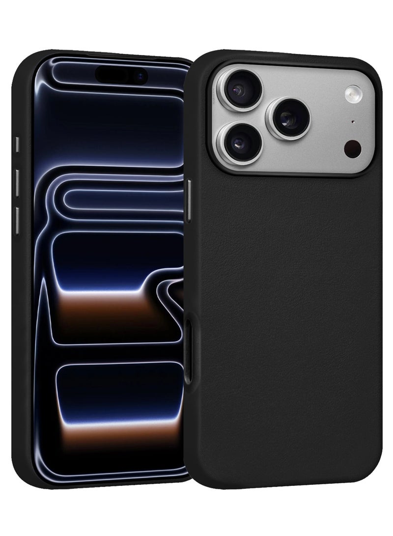 CATANES Premium Leather Case for iPhone 17 Pro – Shockproof, Waterproof, Matte Finish, Anti-Slip, Slim Fit - Black - Image 1