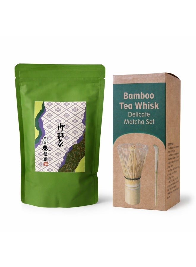 اوي  شاي ماتشا ياباني نقي من أوي ١٠٠ غرام ومضرب ماتشا ياباني من الخيزران - قطعتان | مجموعة أدوات رغوة الماتشا التقليدية - Image 5
