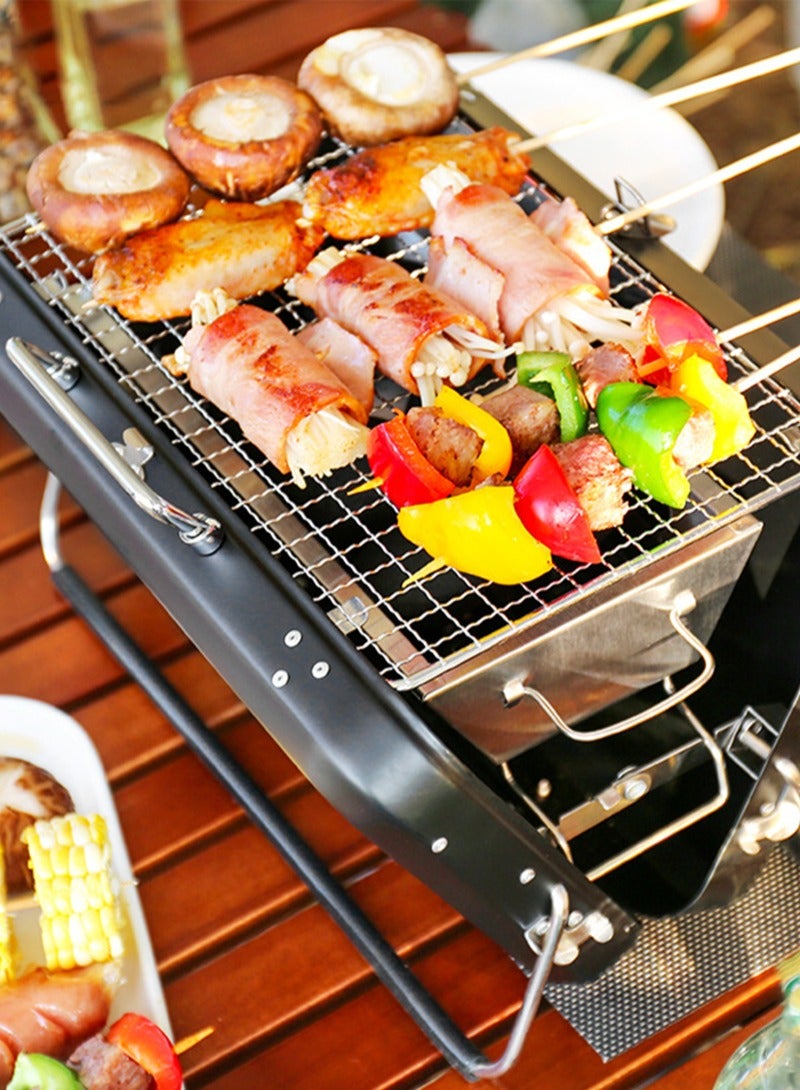 شاربدو شواية فحم شواء محمولة من الفولاذ المقاوم للصدأ قابلة للطي للسفر - أسود، خفيفة الوزن، قابلة للطي - للتخييم، النزهة، الهواء الطلق - Image 1