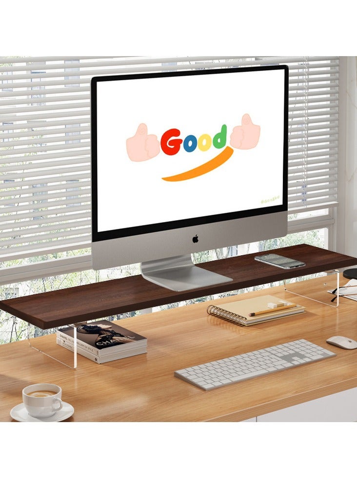 حامل شاشة شفاف من خشب الأكريليك قابل للتعديل بارتفاعين، حامل شاشة تلفزيون، حامل كمبيوتر، رف تخزين سطح المكتب، رف تخزين سطح المكتب مع منظم لوحة المفاتيح - Image 1