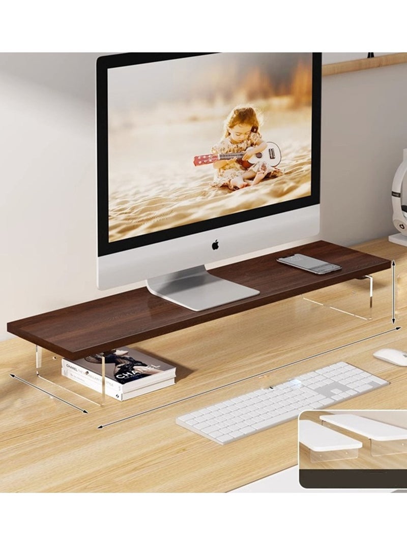 حامل شاشة شفاف من خشب الأكريليك قابل للتعديل بارتفاعين، حامل شاشة تلفزيون، حامل كمبيوتر، رف تخزين سطح المكتب، رف تخزين سطح المكتب مع منظم لوحة المفاتيح - Image 2
