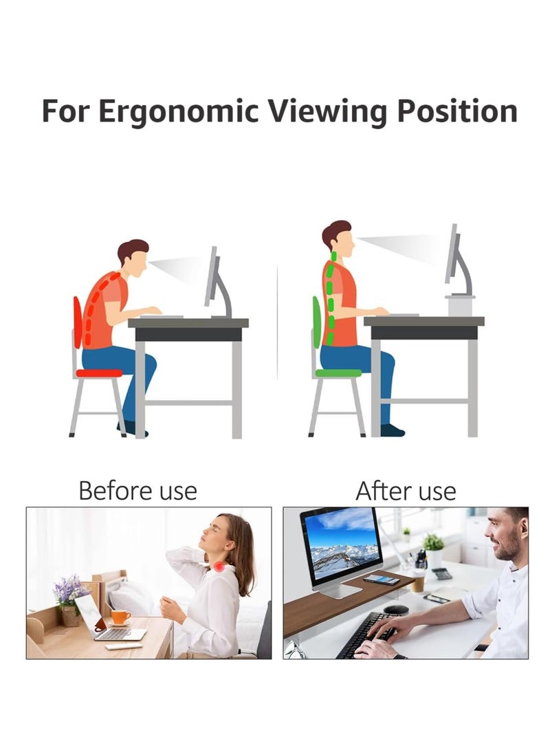 حامل شاشة شفاف من خشب الأكريليك قابل للتعديل بارتفاعين، حامل شاشة تلفزيون، حامل كمبيوتر، رف تخزين سطح المكتب، رف تخزين سطح المكتب مع منظم لوحة المفاتيح - Image 3