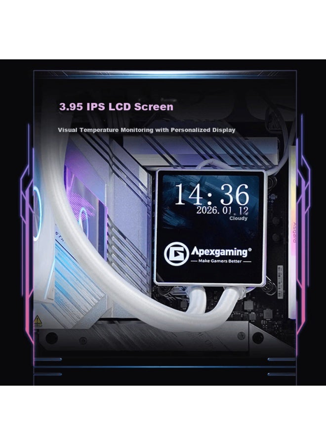 Apexgaming Vaga 360b 360 Liquid Cpu Cooler Argb Black 3.95-inch Ips Lcd Screen Dual-use Magnetic Cooling Head New Release - Image 3