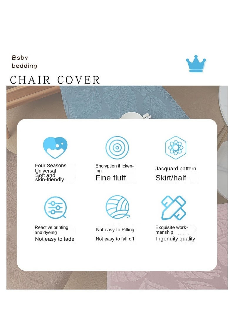 Bluejw Light Blue Jacquard Skirt Elastic Chair Cover Set  - Image 3