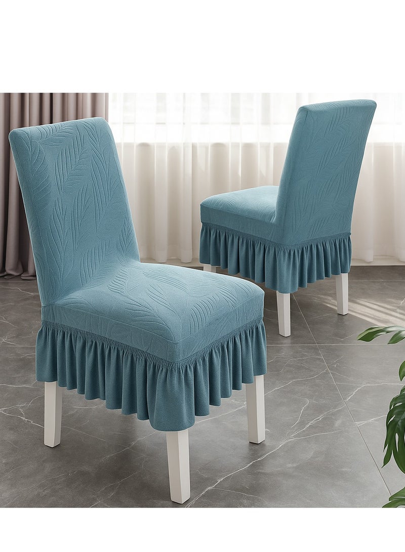 Bluejw Light Blue Jacquard Skirt Elastic Chair Cover Set  - Image 5