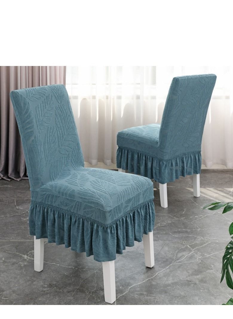 Bluejw Light Blue Jacquard Skirt Elastic Chair Cover Set  - Image 1