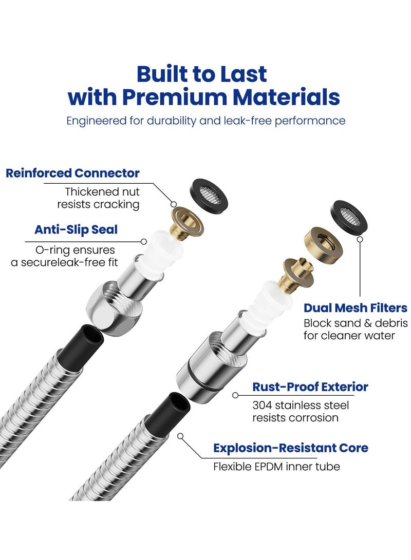 خرطوم الدش 1.8 م، أنبوب الدش المرن من الفولاذ المقاوم للصدأ للدش ومرشة بيدت، الدش اليدوي استبدال الخرطوم
