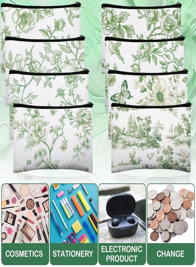 Stuffygreenus Floral Cosmetic Bags Bulk for Women Blue and White Floral Makeup Bags Chinoiserie Canvas Travel Zipper Pouches Toiletry Bag for Girls Bridesmaids Wedding Supplies, Multicolor - Image 4
