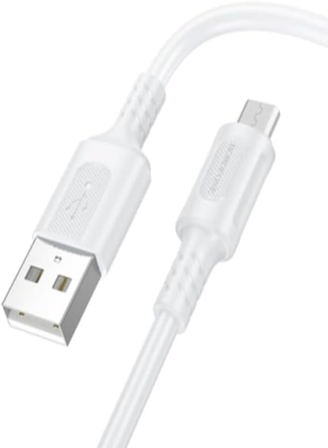 BOROFONE BX111 Feliz 2.4A USB to Micro USB Charging Data Cable, 1 m Length, White