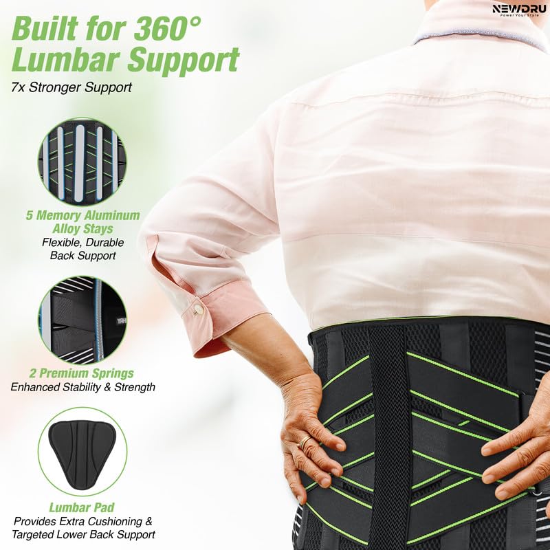 NEWDRU Orthopedic Back Support Belt for Men & Women | Adjustable Lumbar Brace with Dual Straps for Pain Relief, Posture Correction & Gym Support | Breathable & Lightweight Design SpineFlex Pro - Image 5