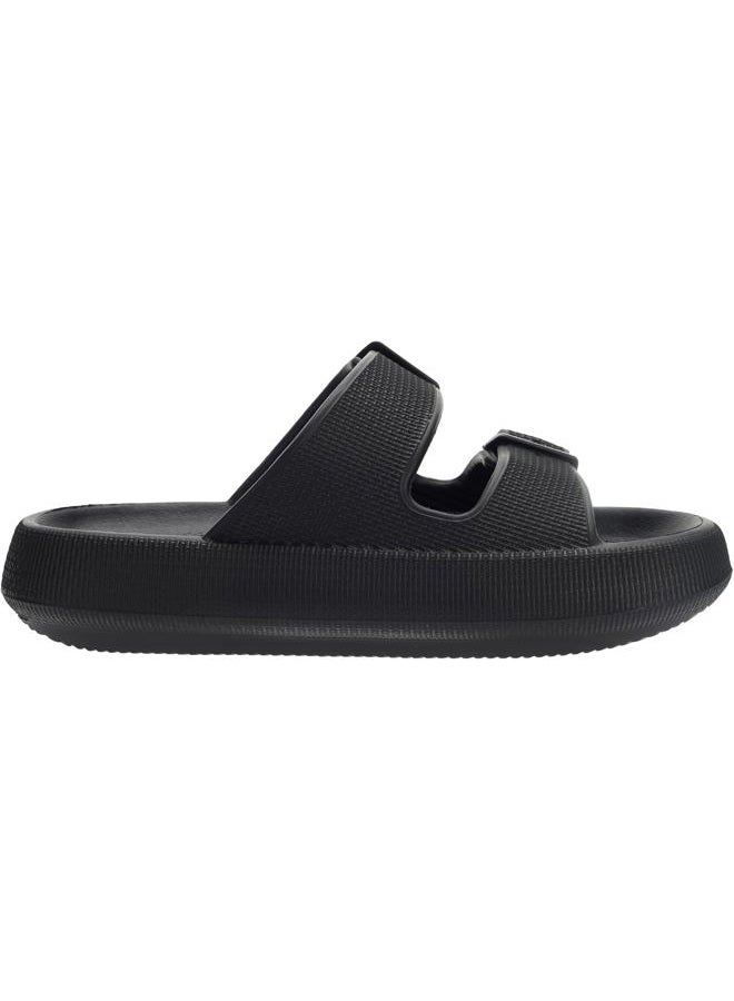 WHITIN Slides for Women Men Double Buckle Adjustable Thick Sole Pillow Slippers Bathroom Sandals, Black, 7.5-8.5 Women/6-7 Men - Image 4