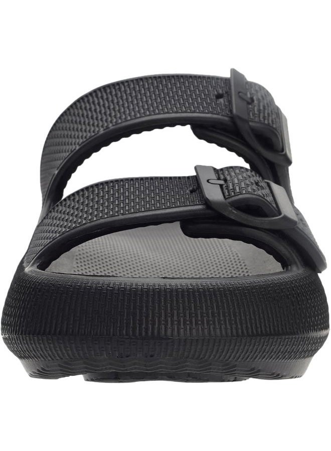 WHITIN Slides for Women Men Double Buckle Adjustable Thick Sole Pillow Slippers Bathroom Sandals, Black, 7.5-8.5 Women/6-7 Men - Image 5