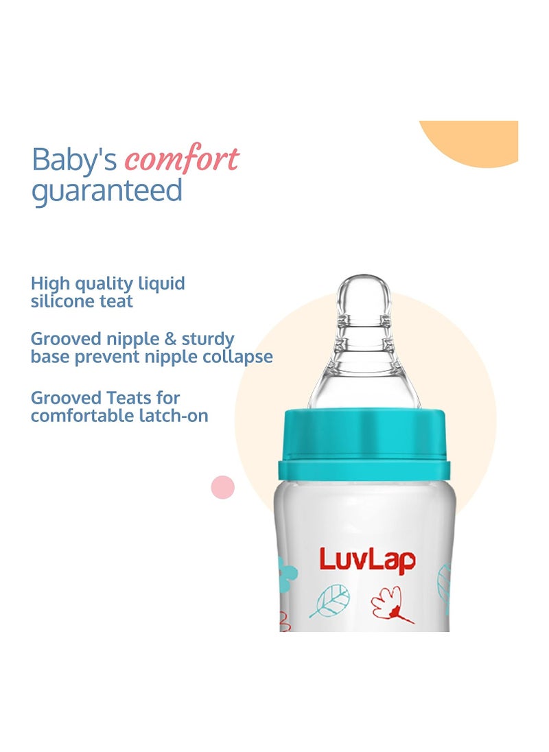 Luvlap - Luvlap Slim Neck Essential Baby Feeding Bottle, 250ml, Pack of 2, Wild Flower & Jungle Tales - Image 1