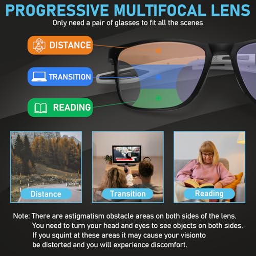 BLOEXCLU 4 Pack Progressive Multifocus Reading Glasses for Men Women TR90 Sports Style Anti-Blue Light Computer Readers (black & grey & leopard & grey leopard, 2, x) - Image 5