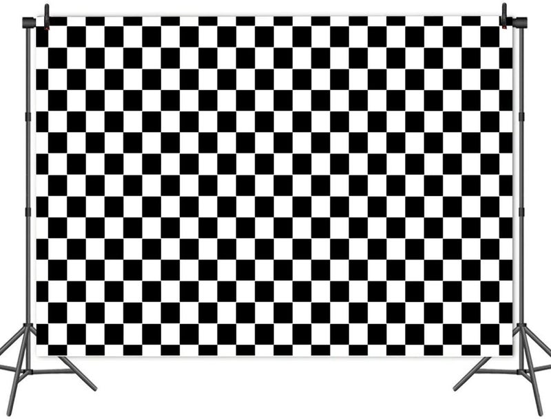 Fanghui Cosplay Party Banner Checkered Flag Photography Backdrop Vinyl 7x5ft Photo Background White and Black Racing Checker Texture Grid Birthday Chess Board Decoration Supplies Photo Booth Studio Props - Image 4