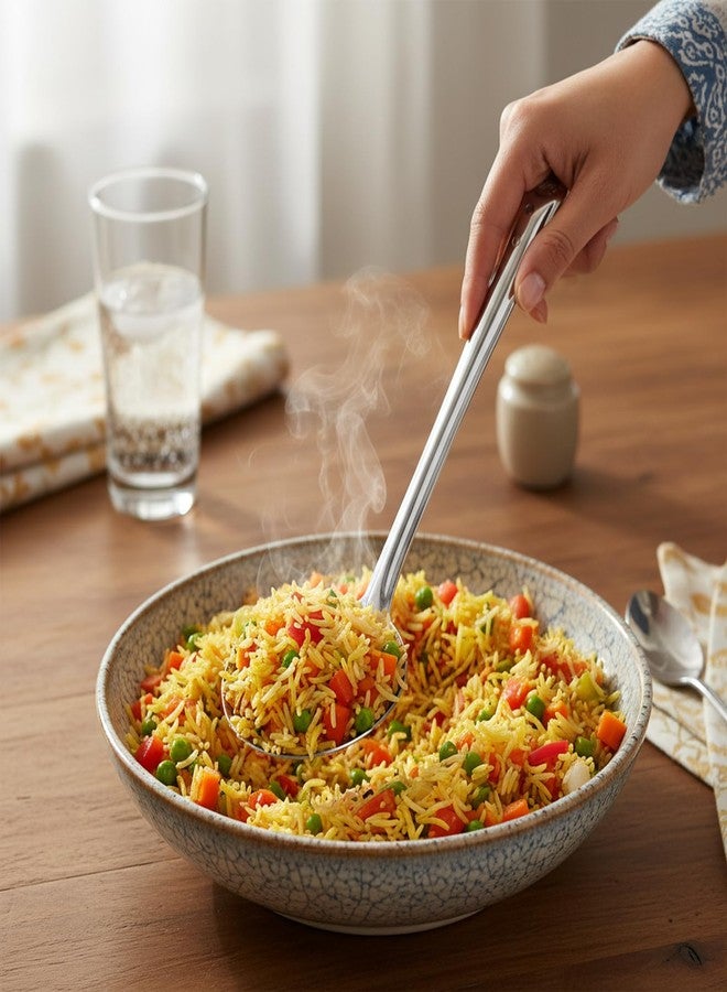 Anjali Silver Stainless Steel Serving Spoon for Size 38.3 cm | Kitchen Utensil | Durable & Rust Resistant - Image 2
