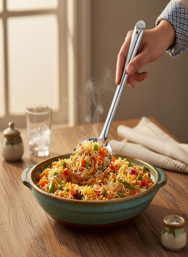Anjali Silver Stainless Steel Serving Spoon for Size 38.3 cm | Kitchen Utensil | Durable & Rust Resistant - Image 3