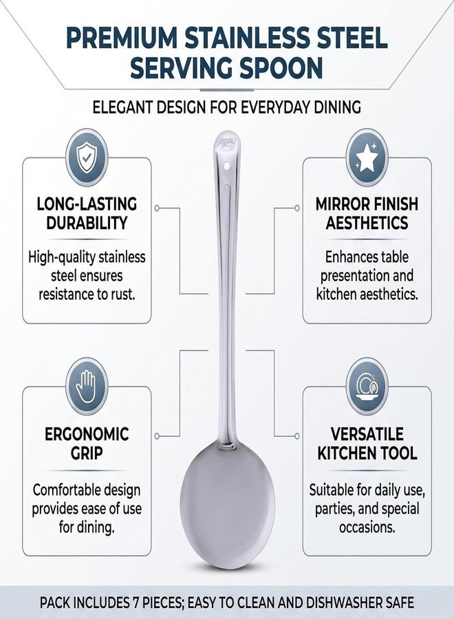Anjali Silver Stainless Steel Serving Spoon for Size 38.3 cm | Kitchen Utensil | Durable & Rust Resistant - Image 4