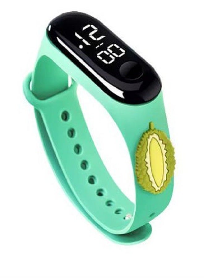 Generic Digital Watch Touch for Boys & Girls & Yoth Rubber Strap With a Fun and Attractive Design (Dragon Fruit) Green  - Image 1