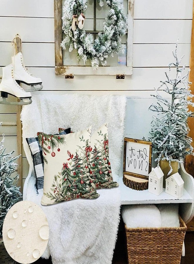 RABUSOFA Christmas Pillow Covers 18x18 Inch,Outdoor Christmas Tree Decorative Throw Pillows Waterproof Set of 2,Winter Pillow Cases,Christmas Decorations for Couch Home Holiday Xmas Green Pine(7-18) - Image 5