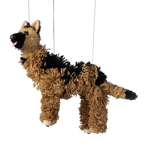Artisan Owl German Shepherd Marionette Puppet Yarn Dog with Wooden Feet Detachable Strings - Image 5