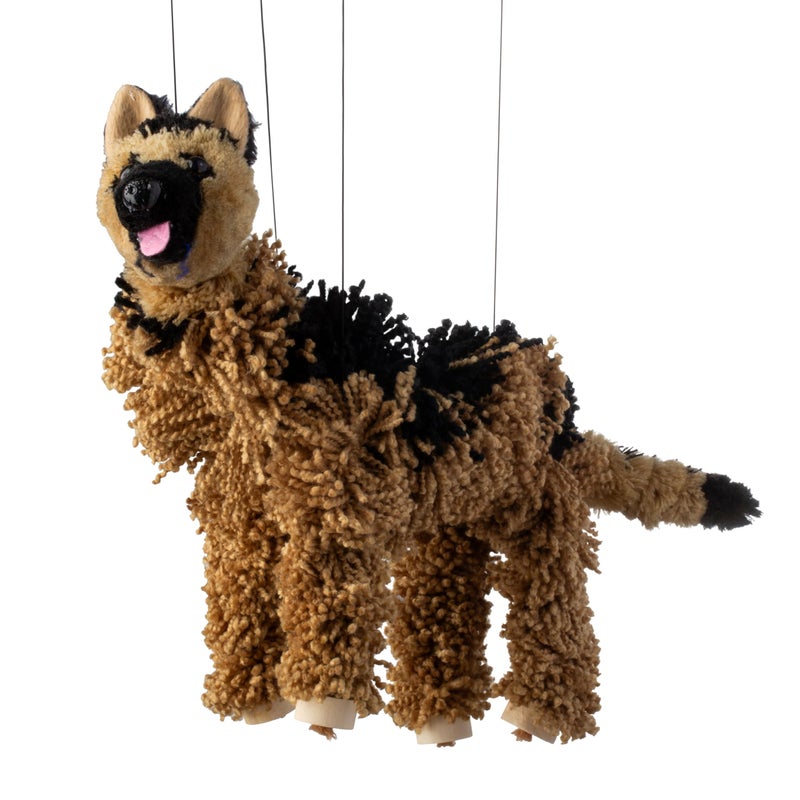 Artisan Owl German Shepherd Marionette Puppet Yarn Dog with Wooden Feet Detachable Strings - Image 3