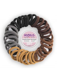 HOYOLS Soft Thick Seamless Cotton Hair Ties, Ponytail Scrunchies Head bands No Damage Crease for Women Girls Kids Ponytail Holder 100 Pieces (Brunette Brown Set)  - Image 5
